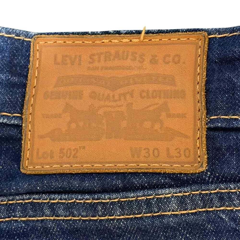 Levis Premium 502‎ Reg Taper Jeans Mens 30x30 Dark Wash Indigo Big E 29507-0020